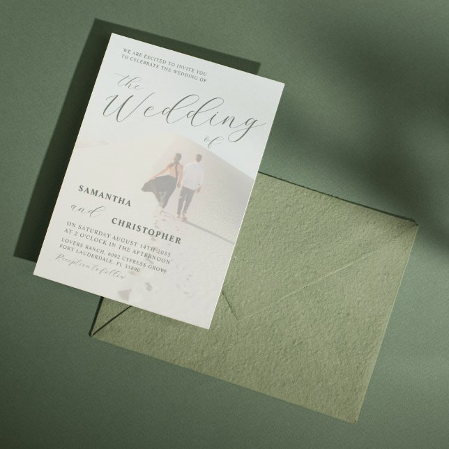 Modern Sage Green Calligraphy Wedding of  Invitation (Creator Uploaded)