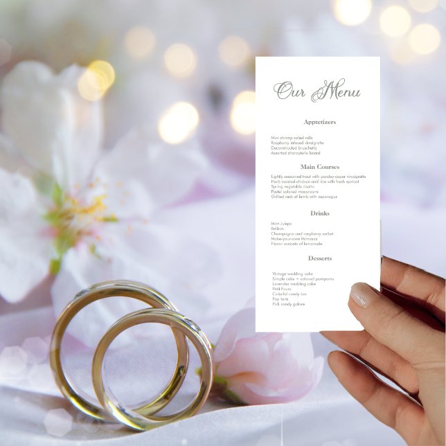 Modern Sage Green Calligraphy White Wedding Menu (Creator Uploaded)