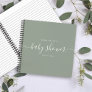 Modern Sage Green Chic Script Baby Shower Guest Notebook