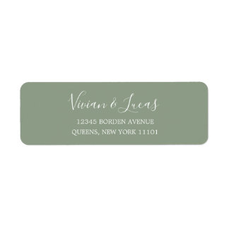 Modern Sage Green Chic Script Return Address Label