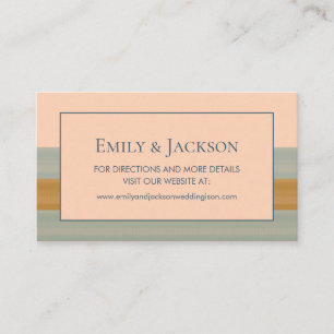 Modern Sage Green Copper Peach Striped Wedding Business Card