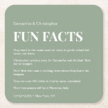 Modern Sage Green Custom fun fact list Wedding   Square Paper Coaster<br><div class="desc">Add a touch of modern charm to your wedding with our "Modern Sage Green Custom Fun Fact List Wedding Square Paper Coaster." This unique and fun coaster idea will surely upgrade your wedding decor and leave your guests talking. The coaster design features a calming and elegant sage green background, creating...</div>
