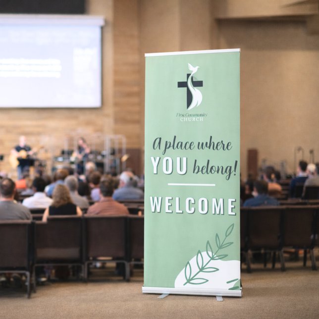 Modern Sage Green Custom Logo Church Welcome Sign (Creator Uploaded)