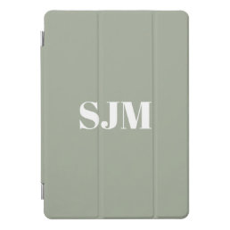 Modern sage green custom monogram initials iPad pro cover