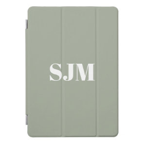 Modern sage green custom monogram initials iPad pro cover