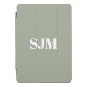 Modern sage green custom monogram initials iPad pro cover