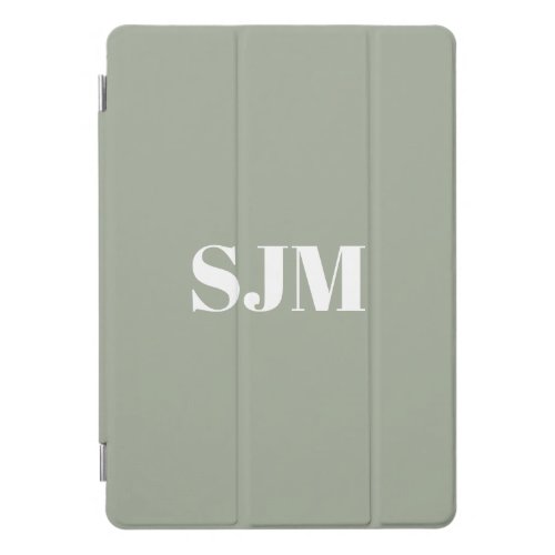 Modern sage green custom monogram initials iPad pro cover