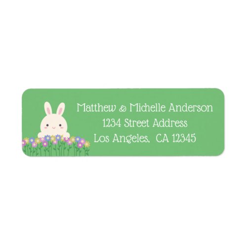 Modern Sage Green Cute Easter Bunny  Flowers Label