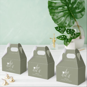 Modern Sage Green Elegant Fonts Graduation Favor Boxes