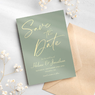 Modern Sage Green Elegant Minimalist Wedding Save The Date