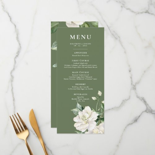 Modern Sage Green Eucalyptus Details Menu Wedding