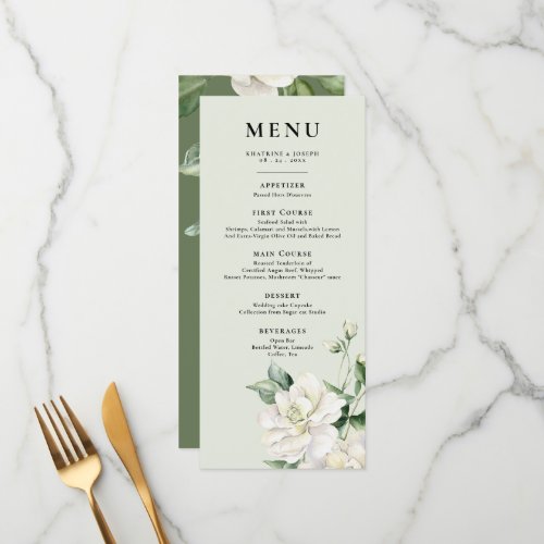 Modern Sage Green Eucalyptus Details Menu Wedding