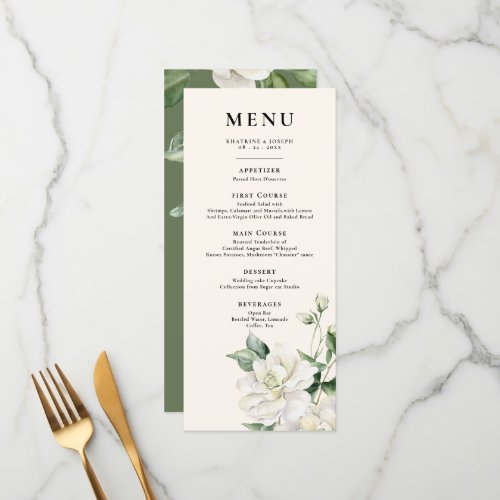 Modern Sage Green Eucalyptus Details Menu Wedding
