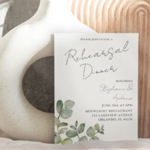 Modern Sage Green Eucalyptus Rehearsal Dinner In Invitation