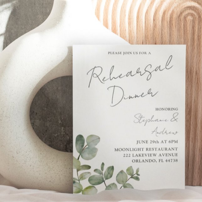 Modern Sage Green Eucalyptus Rehearsal Dinner   In Invitation (Creator Uploaded)
