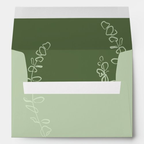 Modern Sage Green Eucalyptus Wedding Custom Envelope