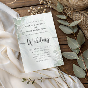 Modern Sage Green Eucalyptus Wedding Invitation