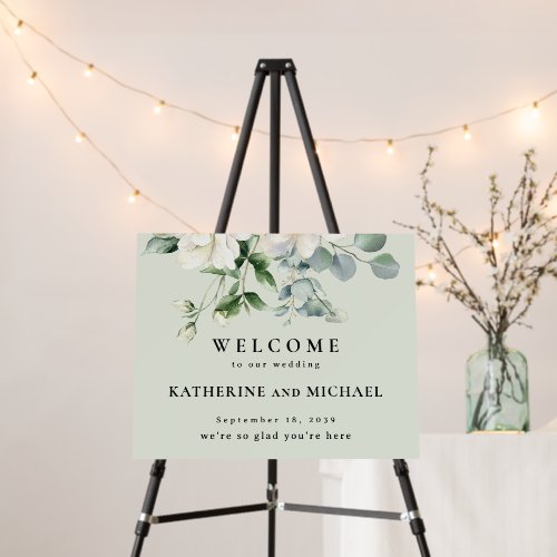 Modern Sage Green Eucalyptus Wedding  Welcome Sign
