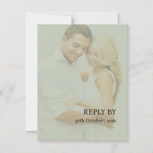Modern Sage Green Faux Vellum Photo Wedding RSVP Card