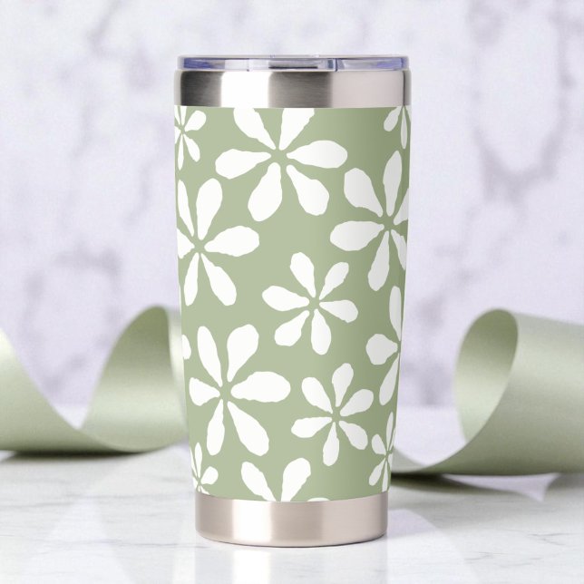 Modern Sage Green Floral Pattern Botanical Flower Insulated Tumbler (Modern Sage Green Floral Pattern Botanical Flower Insulated Tumbler)