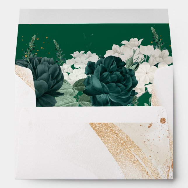 Modern Sage Green Floral Wedding Envelope (Back (Bottom))