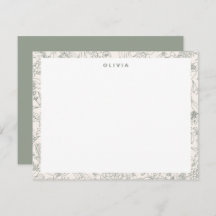 Modern Sage Green Flowers Herbs Boho Pattern