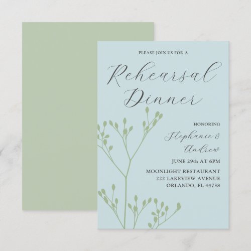 Modern Sage Green Foliage Rehearsal Dinner 