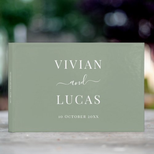 Modern Sage Green Formal Minimal Wedding Guest Book