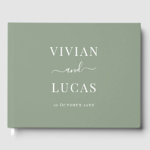 Modern Sage Green Formal Minimal Wedding Guest Book