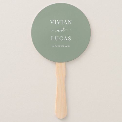 Modern Sage Green Formal Minimal Wedding Hand Fan