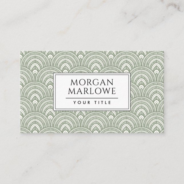 Modern Sage Green Geometric Arches Business Card (Front)