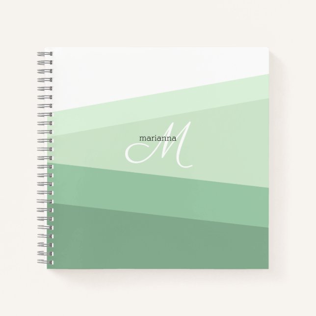Modern Sage Green Geometric Personalized Notebook (Front)