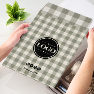 Modern Sage Green Gingham Small Business Envelope Mailers