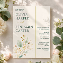 Modern Sage Green Gold Botanical Wedding