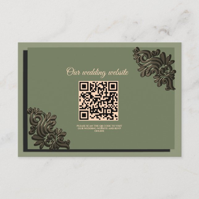 Modern Sage green & gold classic Luxury Enclosure Card (Front)