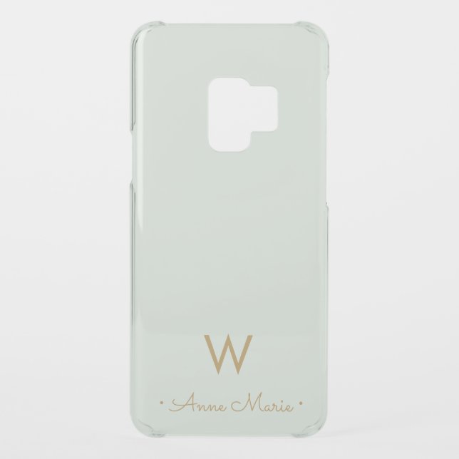 Modern Sage Green Gold Script Monogram Uncommon Samsung Galaxy Case (Back)