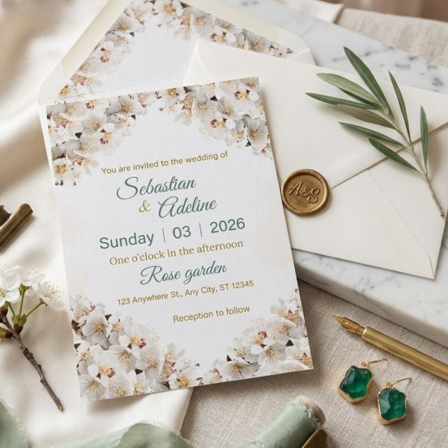 Modern Sage Green & Gold Wedding Invitation Card (Creator Uploaded)