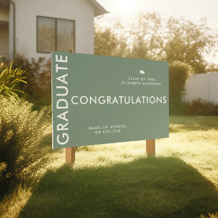 Modern Sage Green Graduate Student Custom Yard Sign