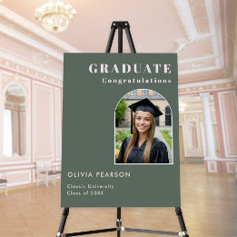 Modern Sage Green Graduation Photo Welcome Foam Board