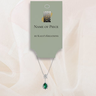 Modern Sage Green Hanging Bracelet Display Logo Business Card