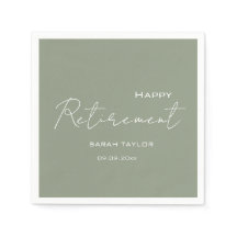 Modern Sage Green Happy Retirement Personalized 