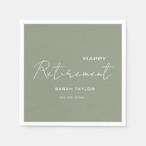 Modern Sage Green Happy Retirement Personalized 
