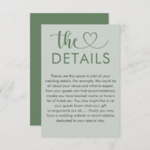 Modern Sage Green Heart Wedding Details