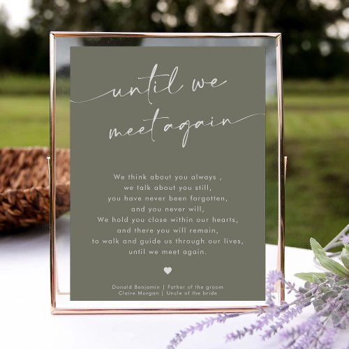 Modern Sage Green In loving memory Wedding Sign