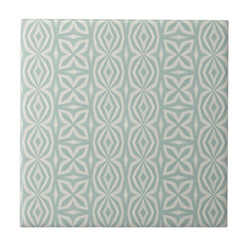 Modern Sage Green Ivory Geometric Pattern Design Ceramic Tile