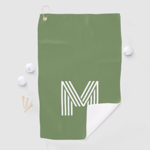 Modern Sage Green Large Monogram Letter M Golf Towel