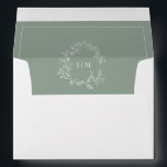 Modern Sage Green Leafy Crest Monogram Wedding Envelope<br><div class="desc">We're loving this trendy, modern sage green wedding envelope! Simple, elegant, and oh-so-pretty, it features a hand drawn leafy wreath encircling a modern wedding monogram. Veiw suite here: https://www.zazzle.com/collections/sage_green_leafy_crest_monogram_wedding_invitation-119735143483526238 Contact designer for matching products to complete the suite, OR for color variations of this design. Thank you sooo much for supporting...</div>