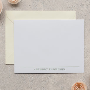 Modern Sage Green Line Stationery Note Card
