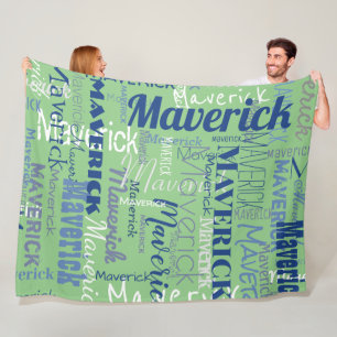 Modern Sage Green Long Name Repeating Pattern Fleece Blanket