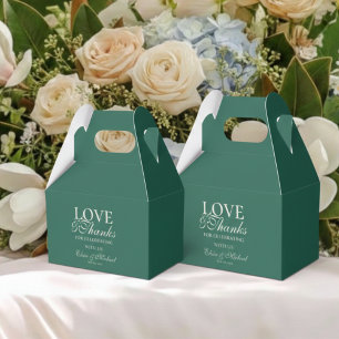 Modern Sage Green Love and Thanks Wedding  Favor Boxes